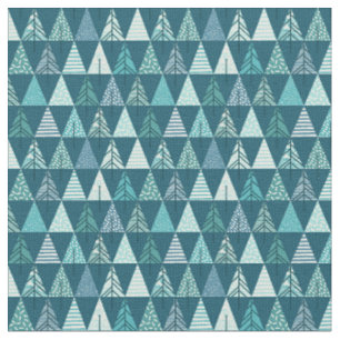 God jul Teal Träd Geometric Mönster Tyg