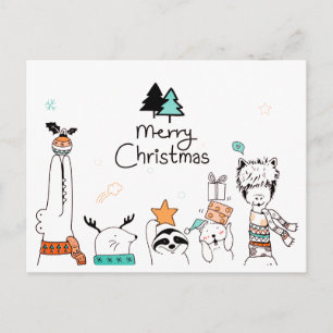 God jul Tecknad Animals HELGDAGAR Vykort