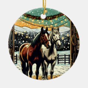 God jul Tecknad Horses Julgransprydnad Keramik