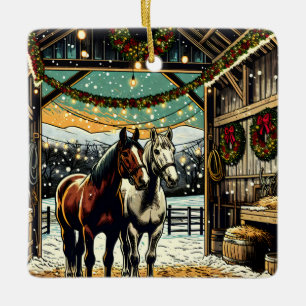 God jul Tecknad Horses Julgransprydnad Keramik