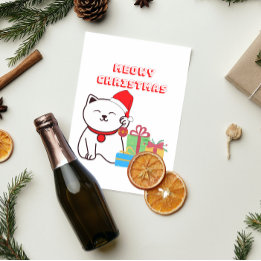 God jul! Tecknad Katt - juldesign Vykort