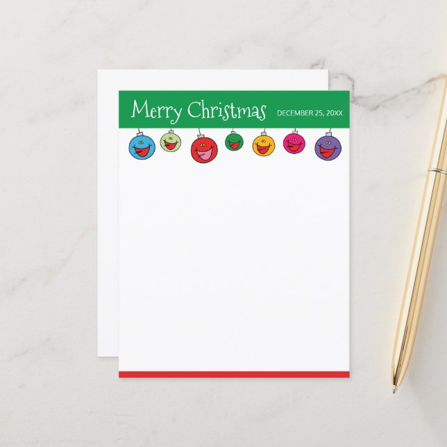 God jul Tecknad Ornament Illustration (Fram/Back In Situ)