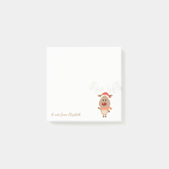 God Jul, Tecknad ren - Personlig Post-it Block (Framsida)