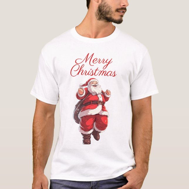 God jul Tecknad Santa T Shirt (Framsida)