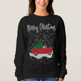 God jul Tee Red Lastbil Julgran Snö