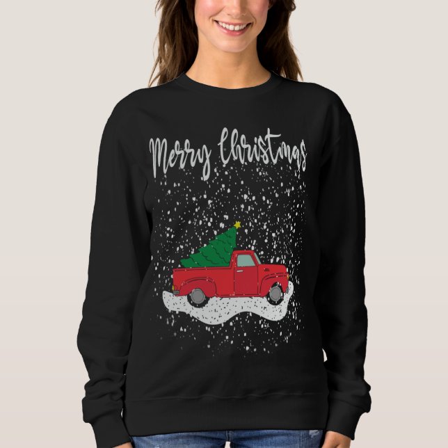 God jul Tee Red Lastbil Julgran Snö (Framsida)