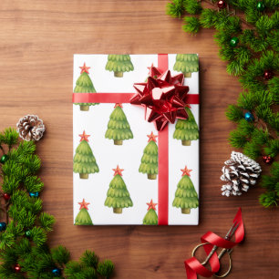 God jul tema med Julgran och stjärna Presentpapper