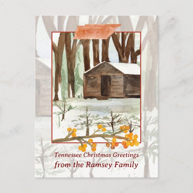 God jul Tennessee Cabin Smokey Mountains Helg Vykort (Framsida)