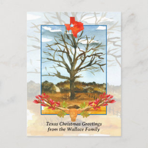 God jul Texas Longhorn Star Personlig Helg Vykort
