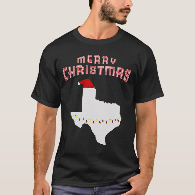 God jul Texas med gåvan för Santa hattPajama T Shirt (Framsida)