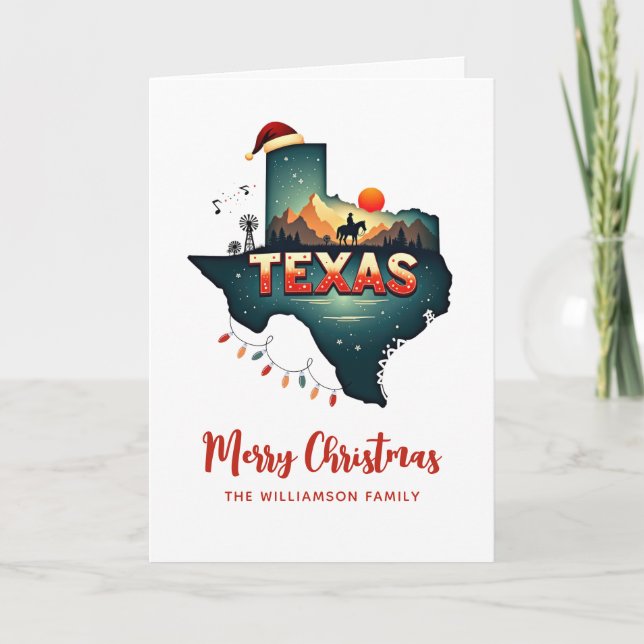 God jul Texas State Retro Personlig Kort (Framsida)