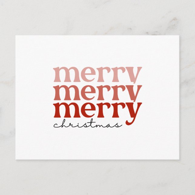 God jul Text Hälsning Red and White Helg Vykort (Framsida)