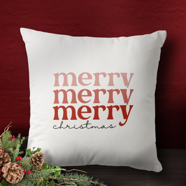 God jul Text Hälsning Red on White Kudde (Skapare uppladdad)