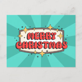 God jul-text, lycklig-tecknad vykort