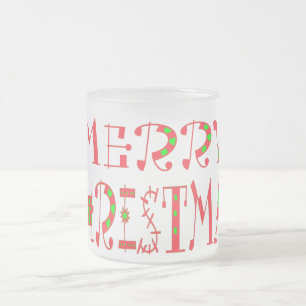 God jul Text Mönster Design: Festive Art Frostad Glasmugg