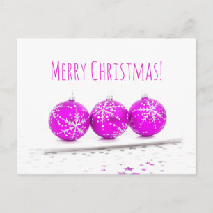 God jul Three Baubles Star Shock rosa White Helg Vykort