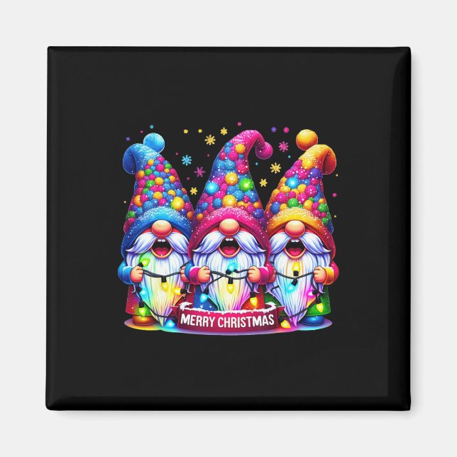 God jul Three Gnomes Julafton Family Manar Women Magnet (Framsidan)