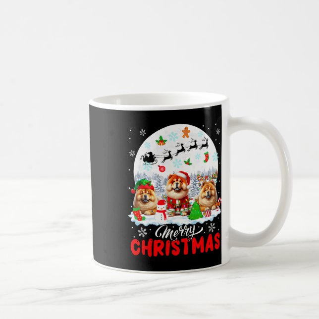 God jul Three Santa Elf Reindeer Chow Chow Kaffemugg (Höger)