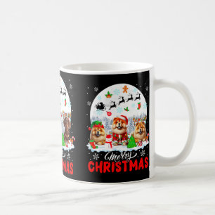 God jul Three Santa Elf Reindeer Dachshund Kaffemugg