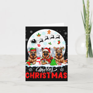 God jul Three Santa Elf Reindeer German Sh Kort