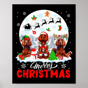 God jul Three Santa Elf Reindeer Irish Set Poster