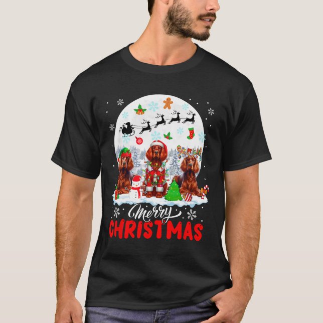 God jul Three Santa Elf Reindeer Irish Set T Shirt (Framsida)