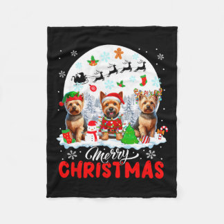 God jul Three Santa Elf Reindeer Norwich T Fleecefilt