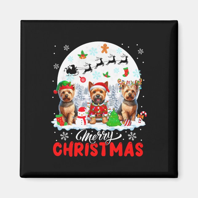 God jul Three Santa Elf Reindeer Norwich T Magnet (Framsidan)