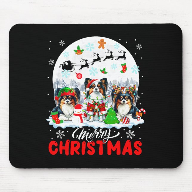 God jul Three Santa Elf Reindeer Papillons Musmatta (Framsidan)