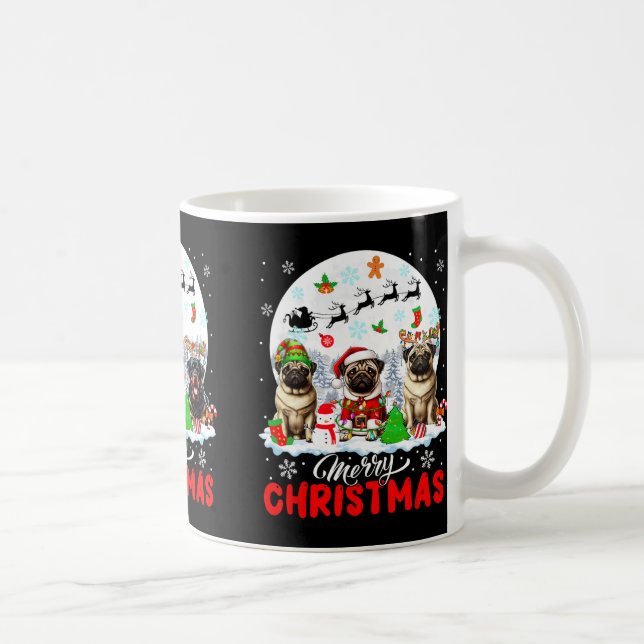 God jul Three Santa Elf Reindeer Rottweile Kaffemugg (Höger)