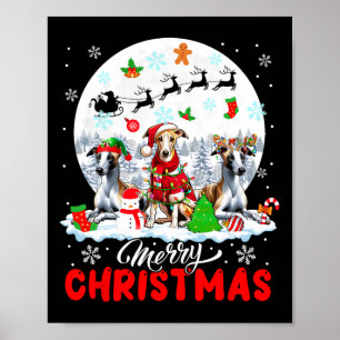 God jul Three Santa Elf Reindeer Whippets Poster