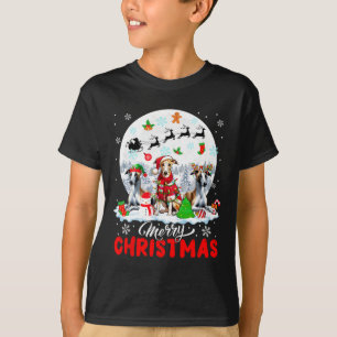God jul Three Santa Elf Reindeer Whippets T Shirt