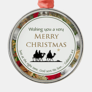 GOD JUL Three Wise Manar Christian Julgransprydnad Metall