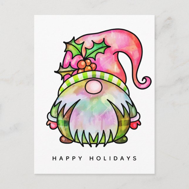 GOD JUL | Tie Dye Hippy Gnome-vykort Vykort (Framsida)