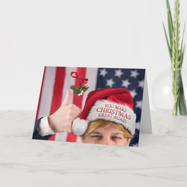 God Jul till Alla Trump i Tomtehatt Kort (Framsida)