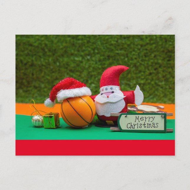 God jul till Basketball Player med tomten Vykort (Framsida)