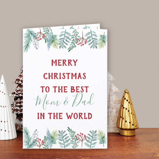 God jul till Bästa ... Gräs och Berries Helgkort (Mom & Dad Christmas Card. Buy professionally printed or as printable digital download.)