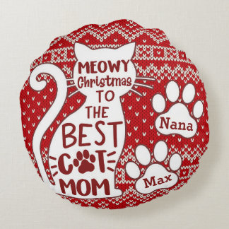God jul till bästa Katt Mamma Rund Kudde