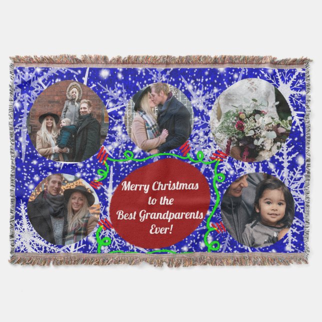 God jul till Best Grandparent, 5 foton Filt (Framsidan)