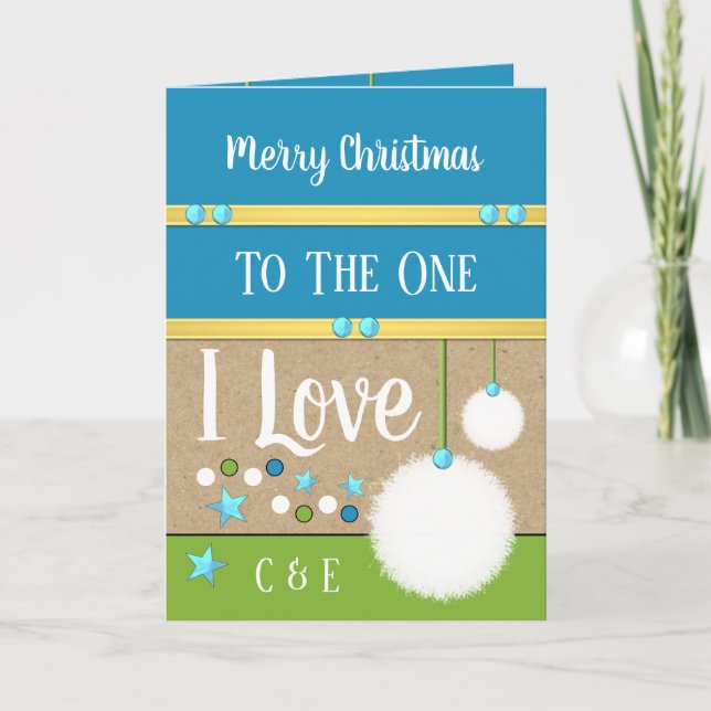 God jul till den i kärlek snöbullarna blå helgkort (Framsida)