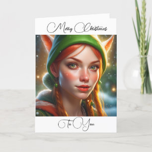 God jul till dig   Cute Elf Tack Kort
