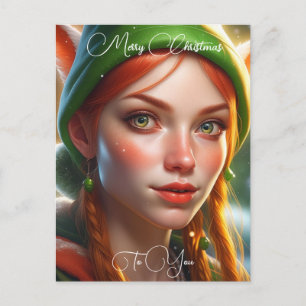 God jul till dig Cute Elf Vykort