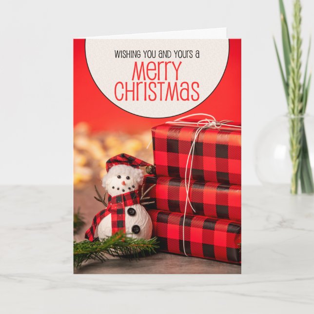 God Jul till dig och dina söta snömannen Helgkort (Framsida)