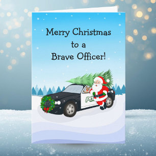 God Jul till en modig poliskonstapel Santa Kort