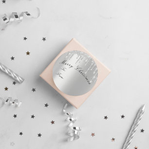 God jul till från Helgdagar Grått med minidiskar Runt Klistermärke
