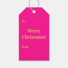 God Jul Till Från Hot Pink Guld Presentetikett