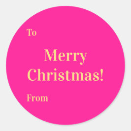 God Jul Till Från Hot Pink Guld Runt Klistermärke