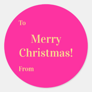 God Jul Till Från Hot Pink Guld Runt Klistermärke