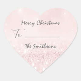 God jul till..från Namn Helgdag Rosa Heart Hjärtformat Klistermärke
