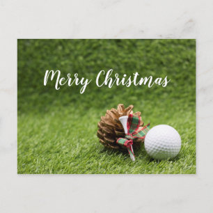 God jul till golfer med golfkort boll vykort